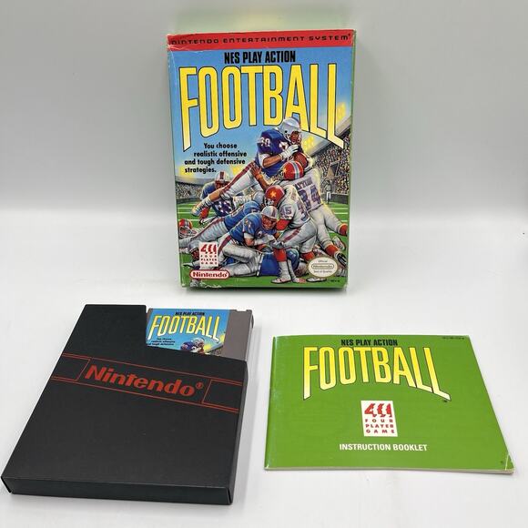 NES (CIB) - Play Action Football - COMPLETE Nintendo NFL Game Box Manual + Card